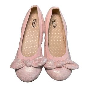 Nordstrom Rack Pink Shimmer Glitter Ballet Flats with Bow Size 13M